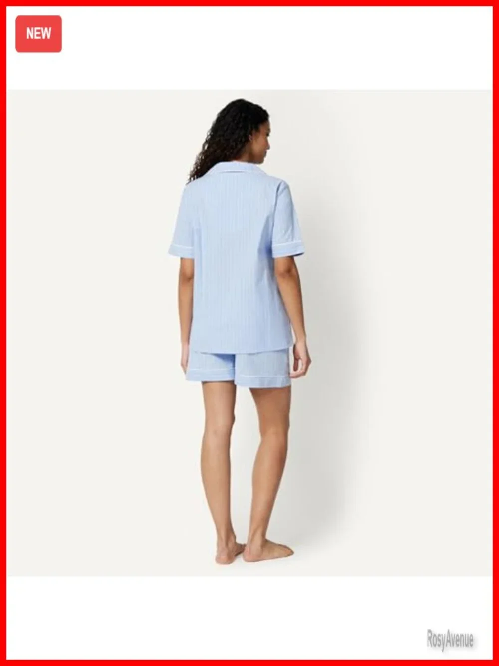 Cotton Stretch Poplin Pajama Set, Short Sleeve Button-Down with Shorts